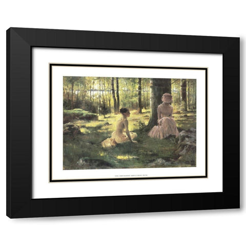 Under the Birches Black Modern Wood Framed Art Print with Double Matting by Edelfelt, Albert