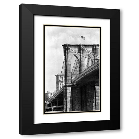 Brooklyn Bridge Perspective Black Modern Wood Framed Art Print with Double Matting by Maier, Phil