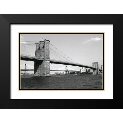 Brooklyn Bridge and Manhattan Bridge,day Black Modern Wood Framed Art Print with Double Matting by Maier, Phil
