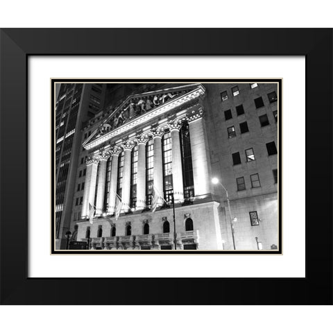 New York Stock Exchange at Night  Black Modern Wood Framed Art Print with Double Matting by Maier, Phil