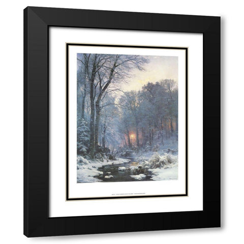 A Twilit Wooded River Black Modern Wood Framed Art Print with Double Matting by Andersen-Lunby, Anderson