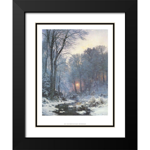 A Twilit Wooded River Black Modern Wood Framed Art Print with Double Matting by Andersen-Lunby, Anderson
