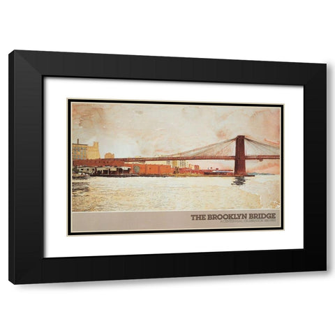 Brooklyn Bridge I Black Modern Wood Framed Art Print with Double Matting by Unknown
