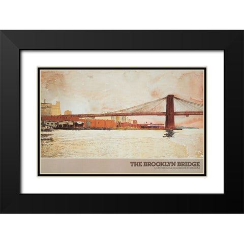 Brooklyn Bridge I Black Modern Wood Framed Art Print with Double Matting by Unknown
