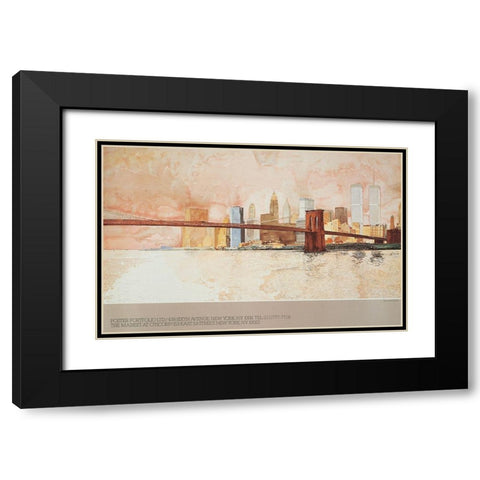 Brooklyn Bridge II Black Modern Wood Framed Art Print with Double Matting by Unknown