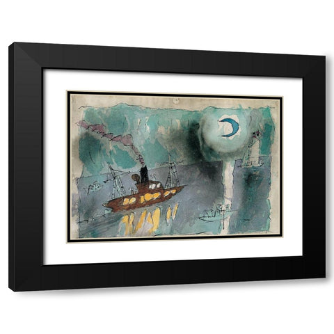 Shipwreck Black Modern Wood Framed Art Print with Double Matting by Unknown