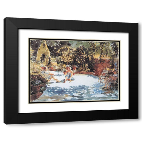In the Park Black Modern Wood Framed Art Print with Double Matting by Unknown