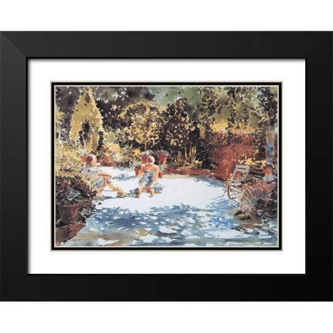 In the Park Black Modern Wood Framed Art Print with Double Matting by Unknown