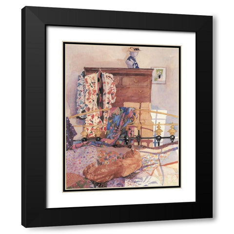 Brass Bed Black Modern Wood Framed Art Print with Double Matting by Unknown