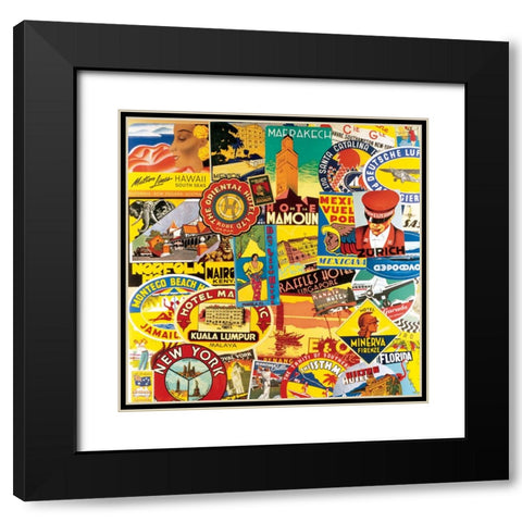 Around the World Black Modern Wood Framed Art Print with Double Matting by Unknown