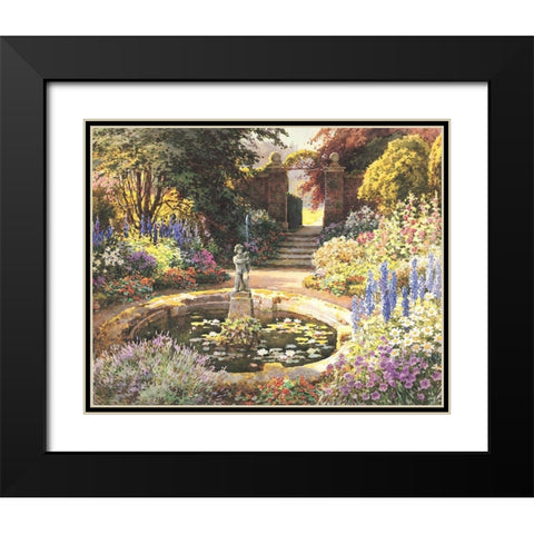 Garden Fountain II Black Modern Wood Framed Art Print with Double Matting by Unknown