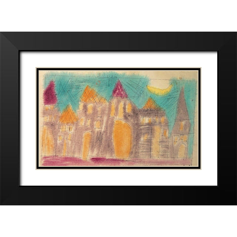 Village Black Modern Wood Framed Art Print with Double Matting by Unknown