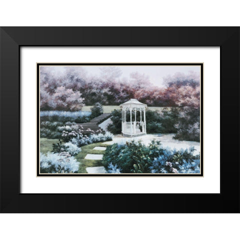 White Gazebo Black Modern Wood Framed Art Print with Double Matting by Unknown