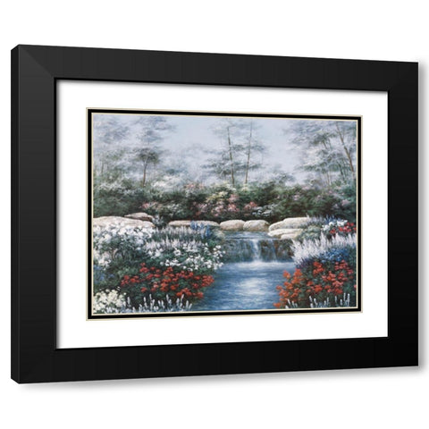 Waterfall Black Modern Wood Framed Art Print with Double Matting by Unknown
