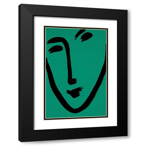Green Face Black Modern Wood Framed Art Print with Double Matting by Unknown