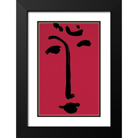 Red Face Black Modern Wood Framed Art Print with Double Matting by Unknown