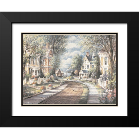 Victorian Street Black Modern Wood Framed Art Print with Double Matting by Unknown