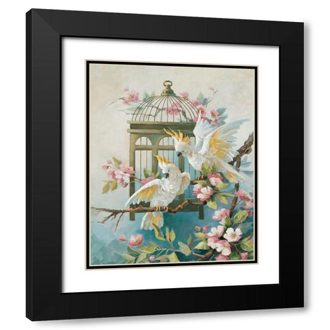 Two Cockatiels Black Modern Wood Framed Art Print with Double Matting by Unknown