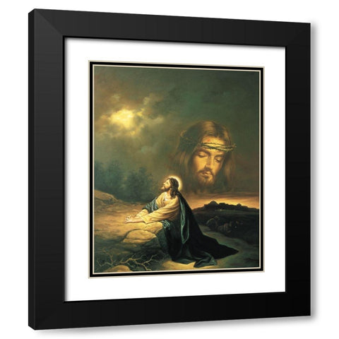 Gethsemene Black Modern Wood Framed Art Print with Double Matting by Unknown