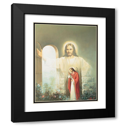 In the Garden Black Modern Wood Framed Art Print with Double Matting by Unknown