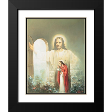 In the Garden Black Modern Wood Framed Art Print with Double Matting by Unknown