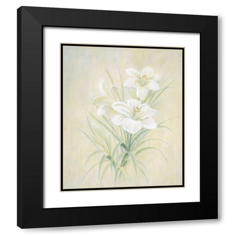 White Lily Black Modern Wood Framed Art Print with Double Matting by Unknown