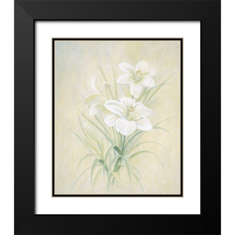 White Lily Black Modern Wood Framed Art Print with Double Matting by Unknown