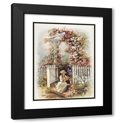 Sitting at the Gate Black Modern Wood Framed Art Print with Double Matting by Unknown