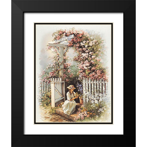 Sitting at the Gate Black Modern Wood Framed Art Print with Double Matting by Unknown