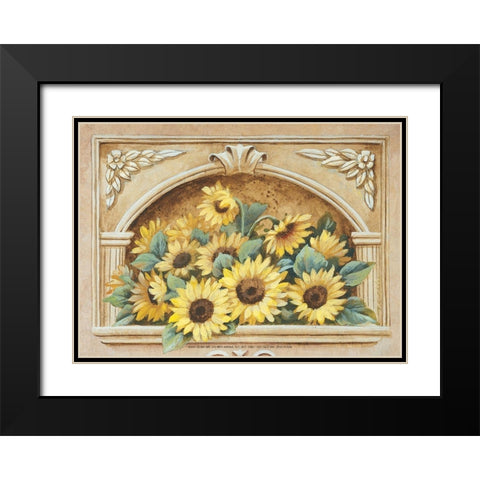 Sunflower Fresco Black Modern Wood Framed Art Print with Double Matting by Unknown