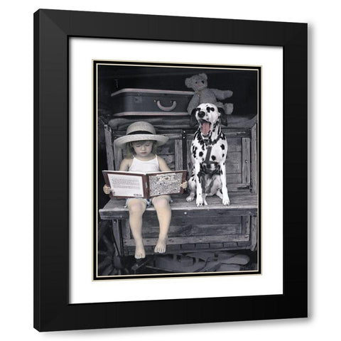 Reading Lesson Black Modern Wood Framed Art Print with Double Matting by Unknown
