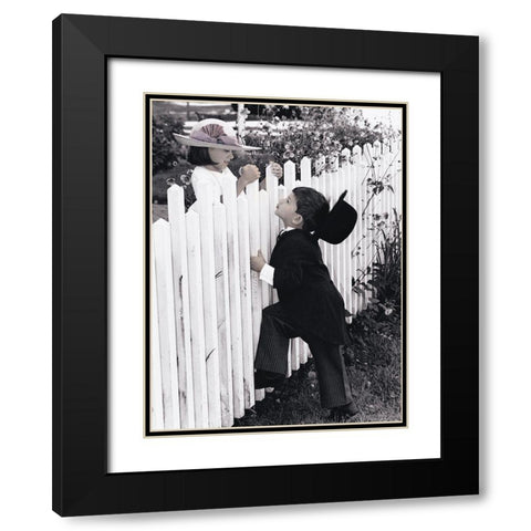 Puppy Love Black Modern Wood Framed Art Print with Double Matting by Unknown