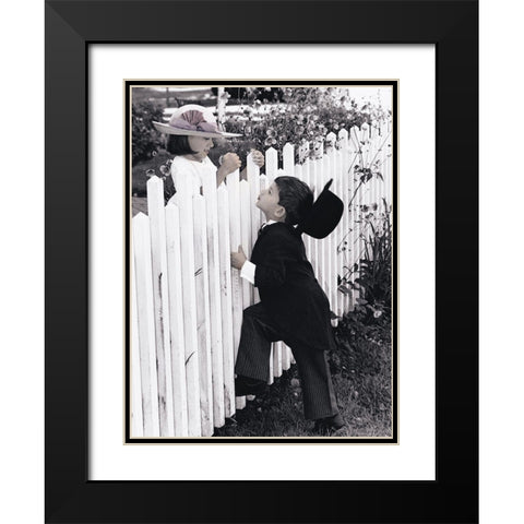 Puppy Love Black Modern Wood Framed Art Print with Double Matting by Unknown