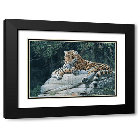 Jaguar Black Modern Wood Framed Art Print with Double Matting by Unknown