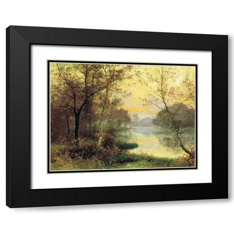 Birch Trees Black Modern Wood Framed Art Print with Double Matting by Unknown