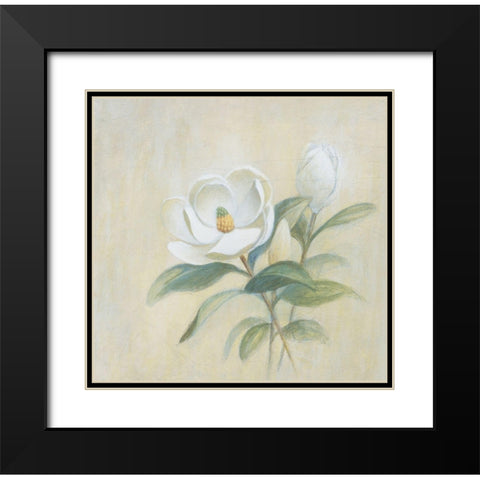 White Flower Black Modern Wood Framed Art Print with Double Matting by Unknown