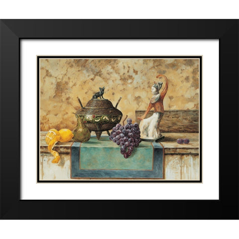 Asian Table I Black Modern Wood Framed Art Print with Double Matting by Unknown