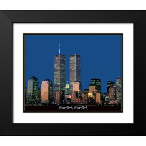 New York Black Modern Wood Framed Art Print with Double Matting by Unknown