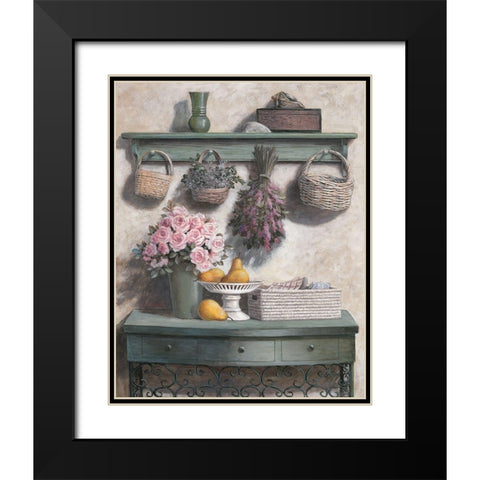 Flowers and Herbs Black Modern Wood Framed Art Print with Double Matting by Unknown