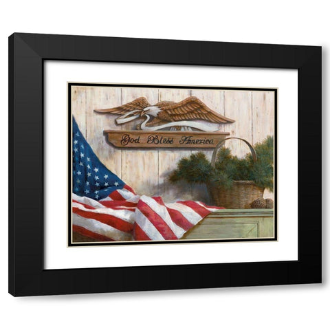 God Bless America Black Modern Wood Framed Art Print with Double Matting by Unknown
