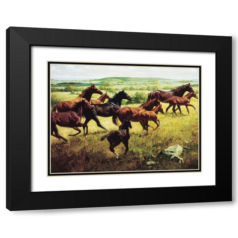 Wild Horses I Black Modern Wood Framed Art Print with Double Matting by Unknown