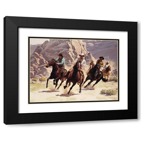Rough Riders Black Modern Wood Framed Art Print with Double Matting by Unknown