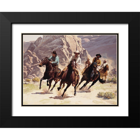 Rough Riders Black Modern Wood Framed Art Print with Double Matting by Unknown