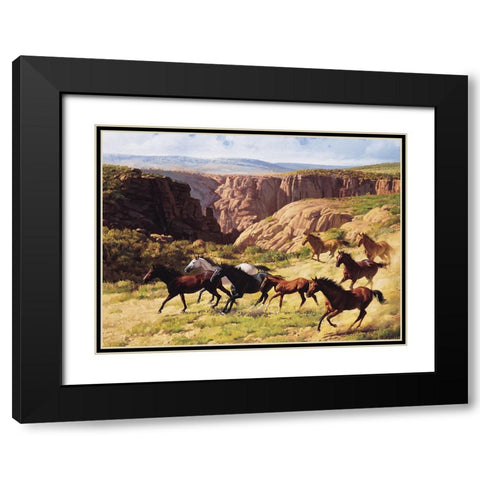Wild Horses II Black Modern Wood Framed Art Print with Double Matting by Unknown