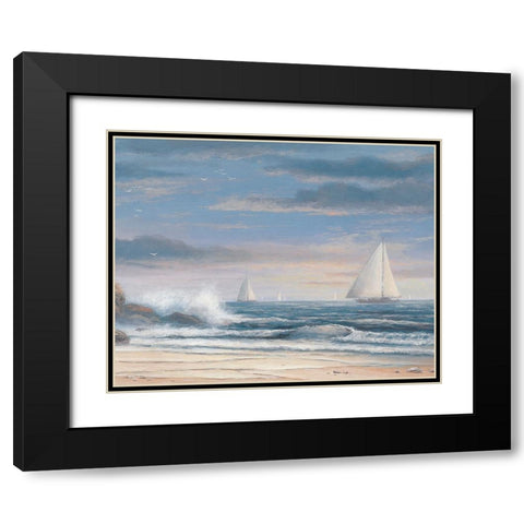 Sailing Boats Black Modern Wood Framed Art Print with Double Matting by Unknown
