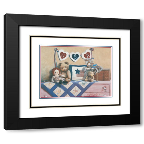 Teddy Bear USA Black Modern Wood Framed Art Print with Double Matting by Unknown