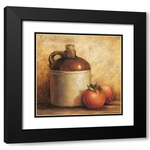 Jug And Peaches Black Modern Wood Framed Art Print with Double Matting by Unknown