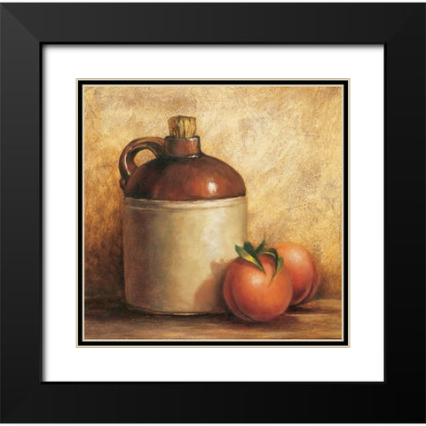 Jug And Peaches Black Modern Wood Framed Art Print with Double Matting by Unknown