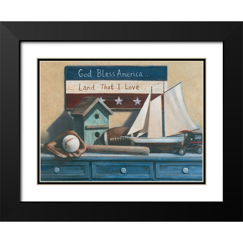 God Bless America Black Modern Wood Framed Art Print with Double Matting by Unknown