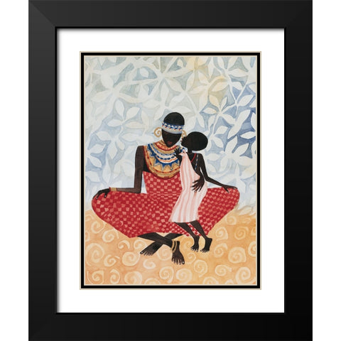 Mother And Child Black Modern Wood Framed Art Print with Double Matting by Unknown